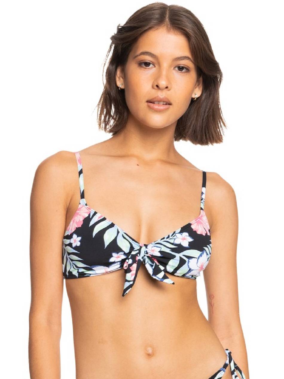 Roxy Printed Beach Classics Triangle Women\'s Bikini Tops Dark Grey | SG_LW5680