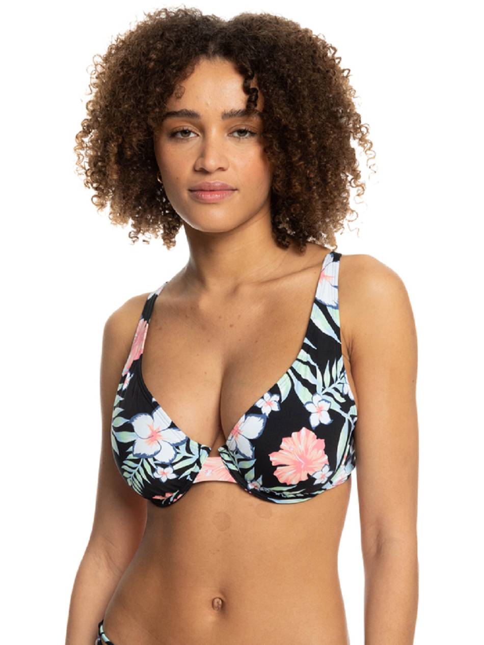 Roxy Printed Beach Classics Women\'s Bikinis Dark Grey flower | SG_LW3942