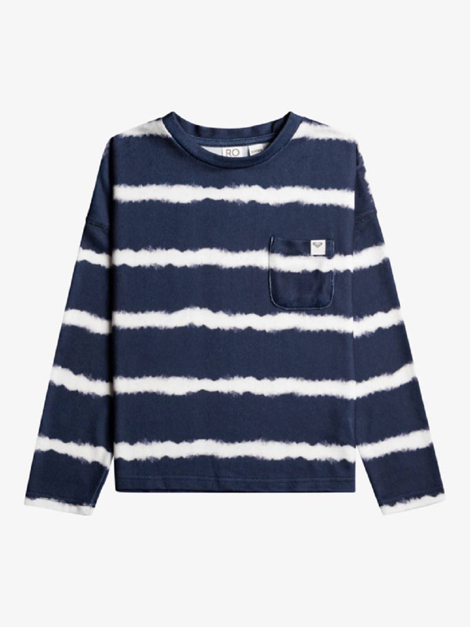 Roxy Roller Coaster Kids\' Tops Indigo Stripes | SG_LW1035