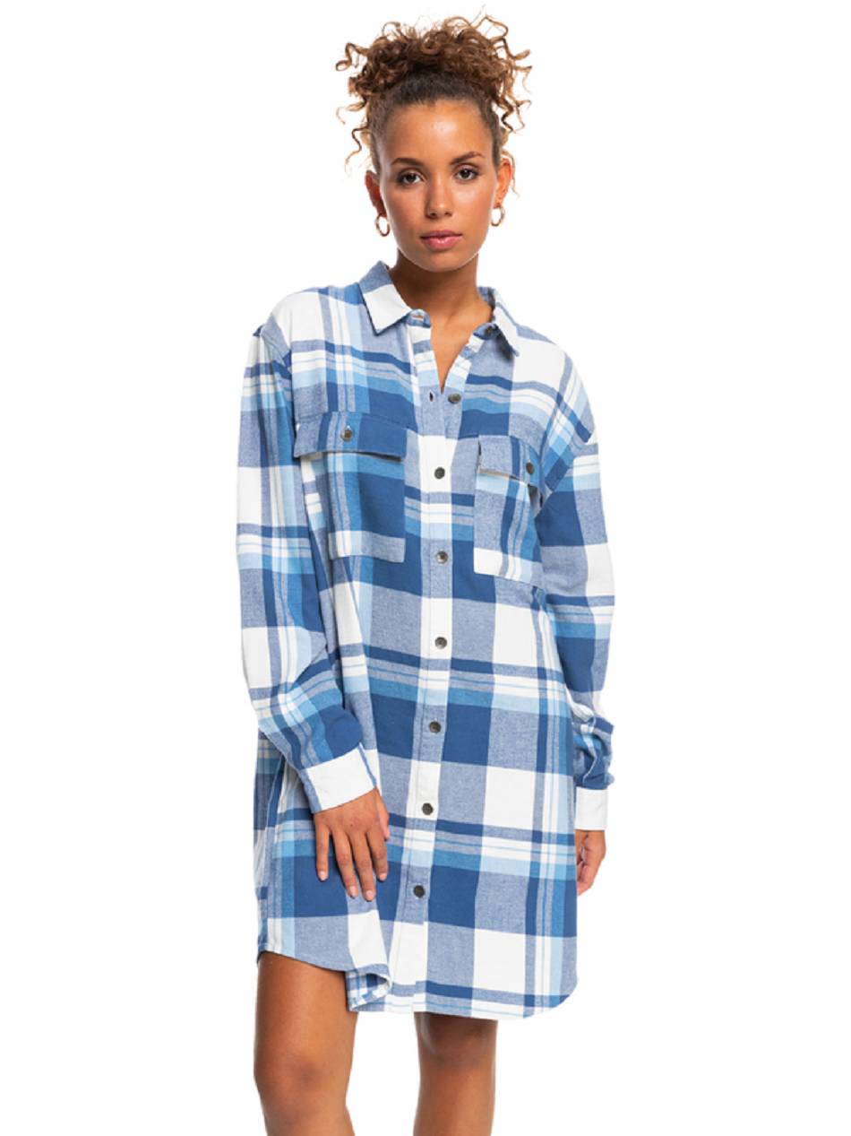 Roxy Running Seasons Long Sleeve Shirt Women\'s Dress Blue White | SG_LW4257