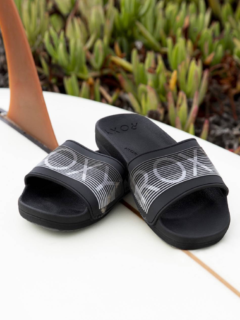 Roxy Slippy LX Slide Women\'s Sandals Black | SG_LW4392