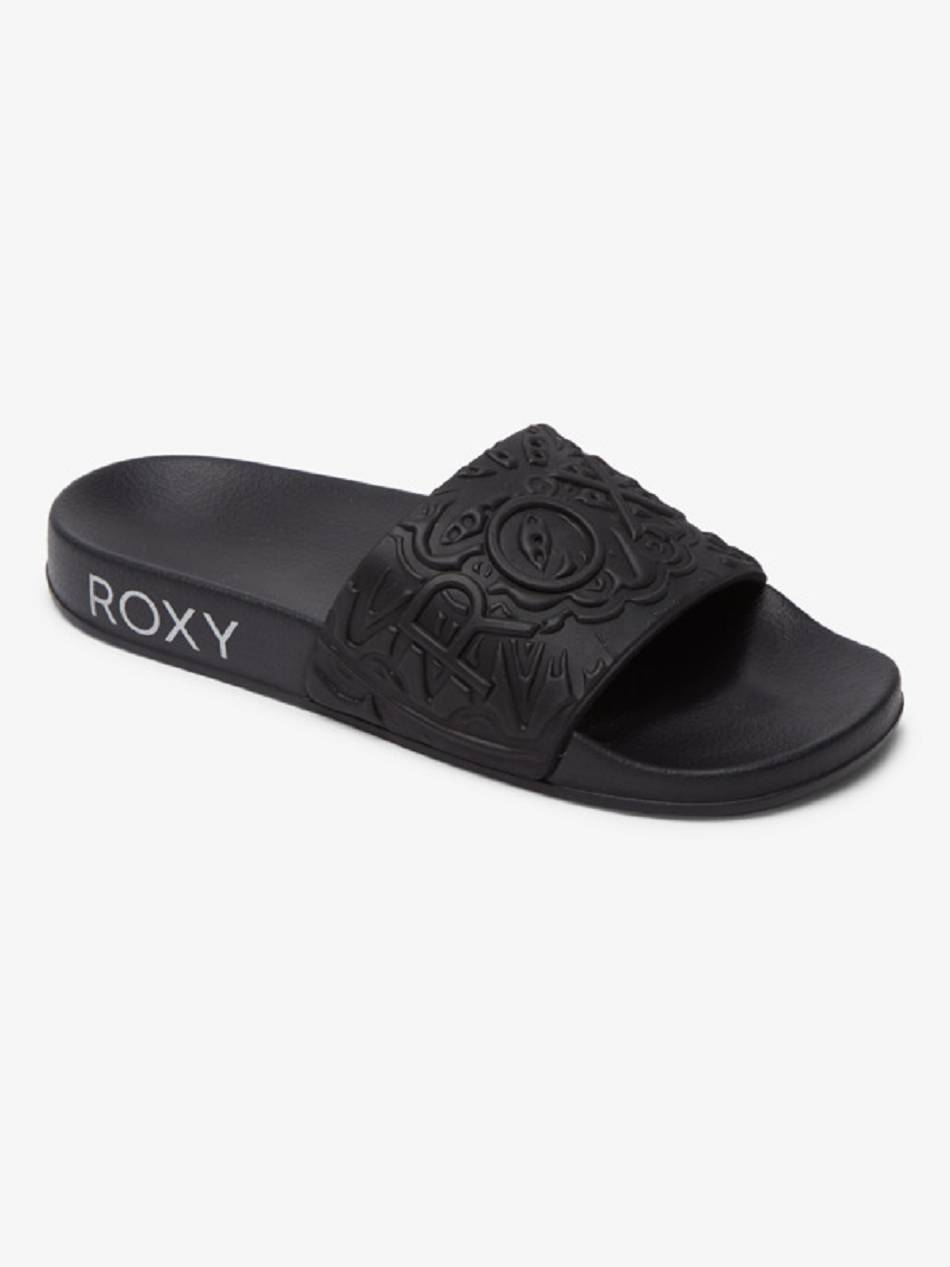 Roxy Slippy Mandala Slide Women\'s Sandals Black | SG_LW6797