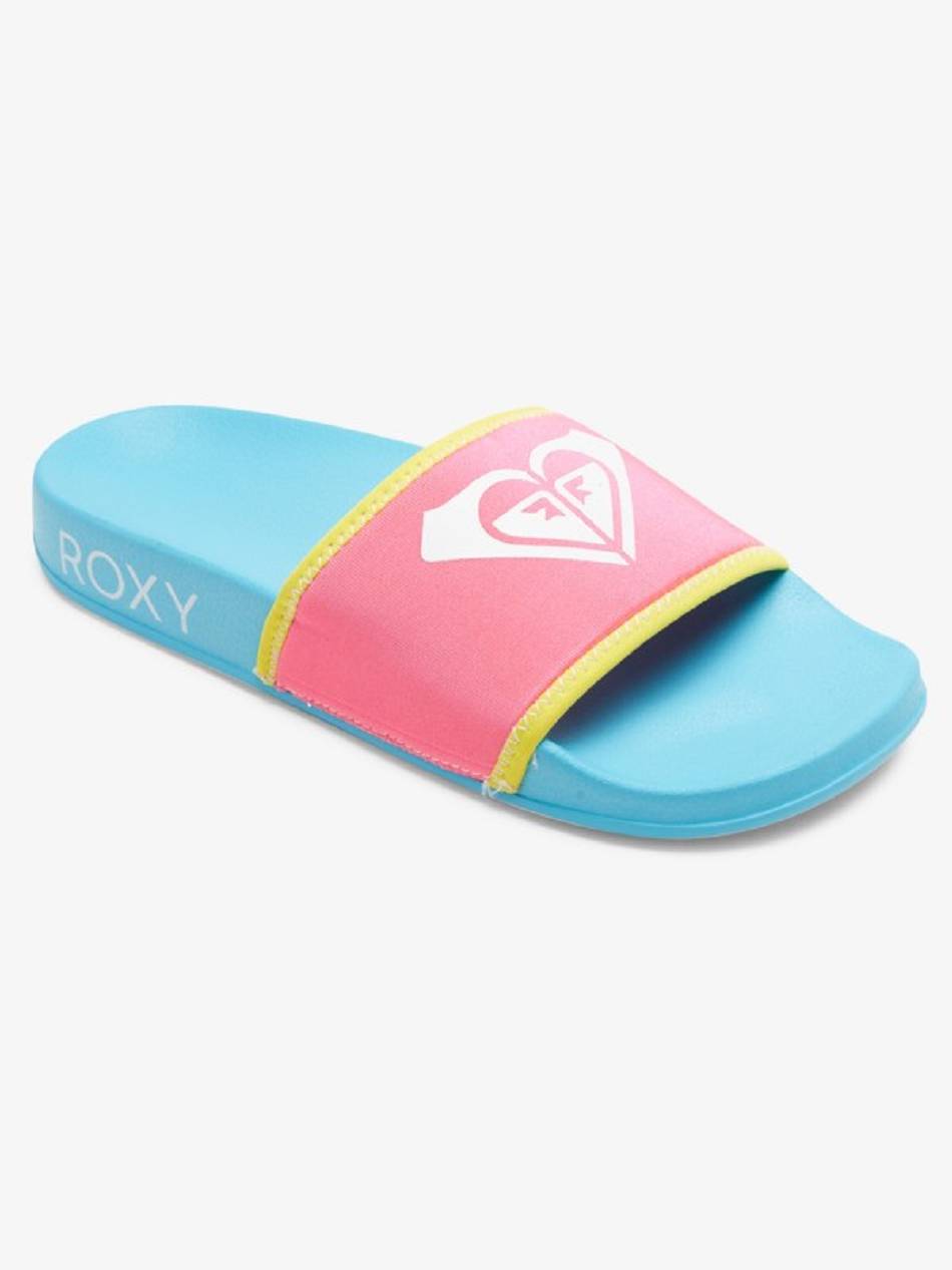 Roxy Slippy Neo Slide Women\'s Sandals Blue / Pink | SG_LW2910