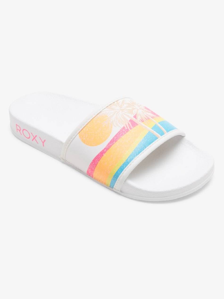 Roxy Slippy Slider Kids\' Sandals White | SG_LW5493