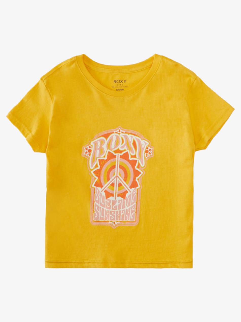 Roxy Sun For All Seasons Boyfriend Kids\' T-Shirt yellow | SG_LW9078