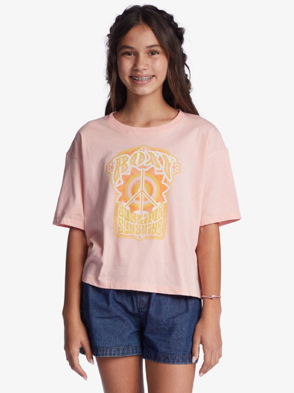 Roxy Sun For All Seasons Kids\' T-Shirt pink | SG_LW8750