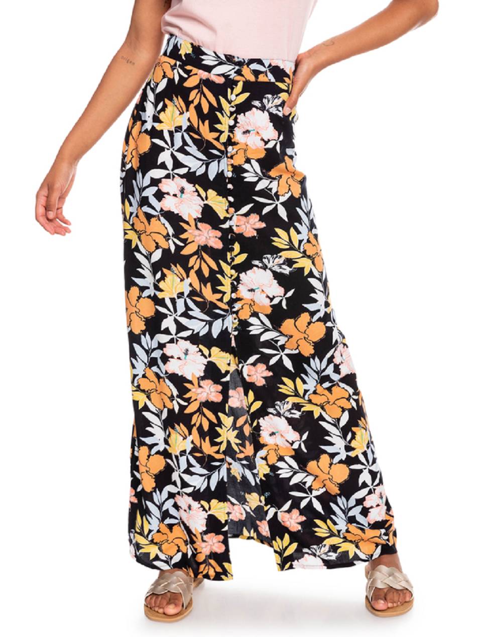 Roxy Sunset Shimmer Maxi Women\'s Skirts Dark Grey flower | SG_LW2350