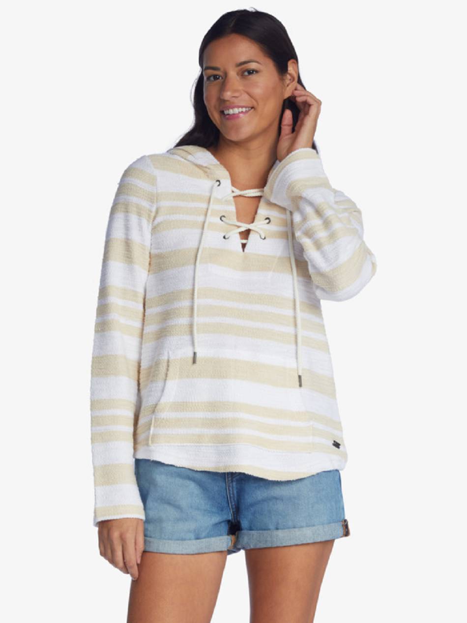 Roxy Surfing Sunshine Women\'s Hoodies White Stripes | SG_LW9962