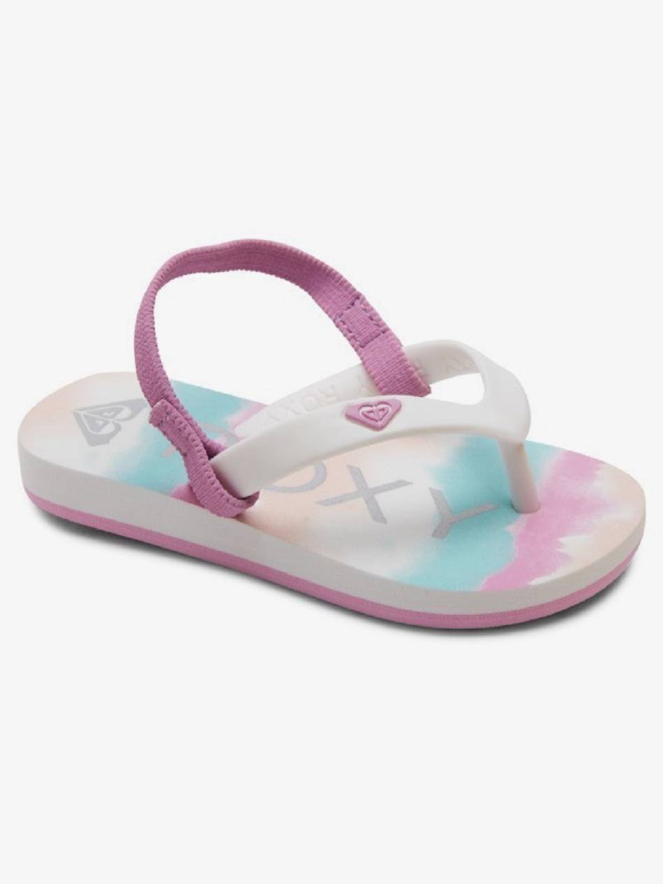 Roxy Tahiti Kids\' Sandals White / Pink / Multicolor | SG_LW6078