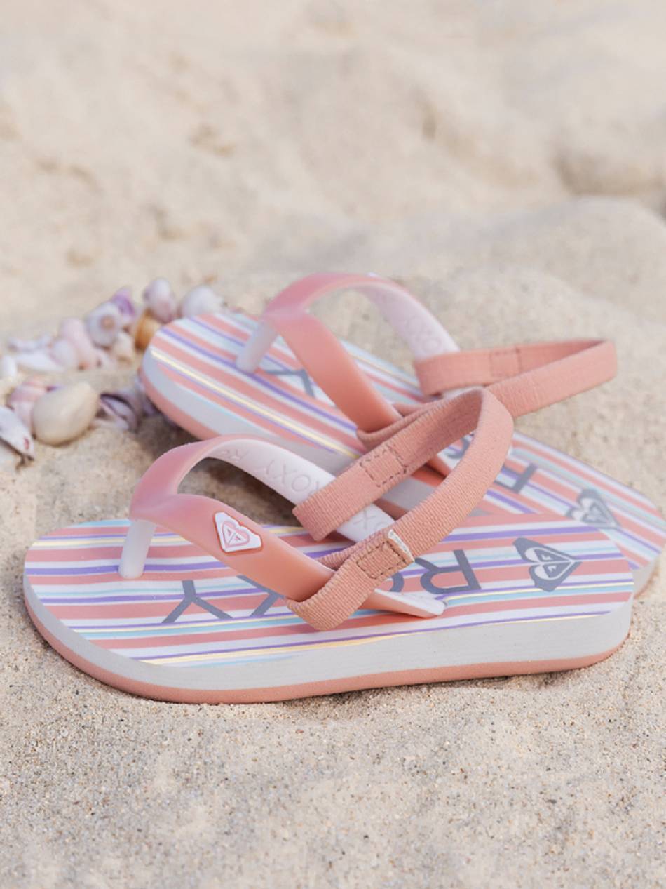 Roxy Tahiti Kids\' Sandals White / Stripes | SG_LW3520