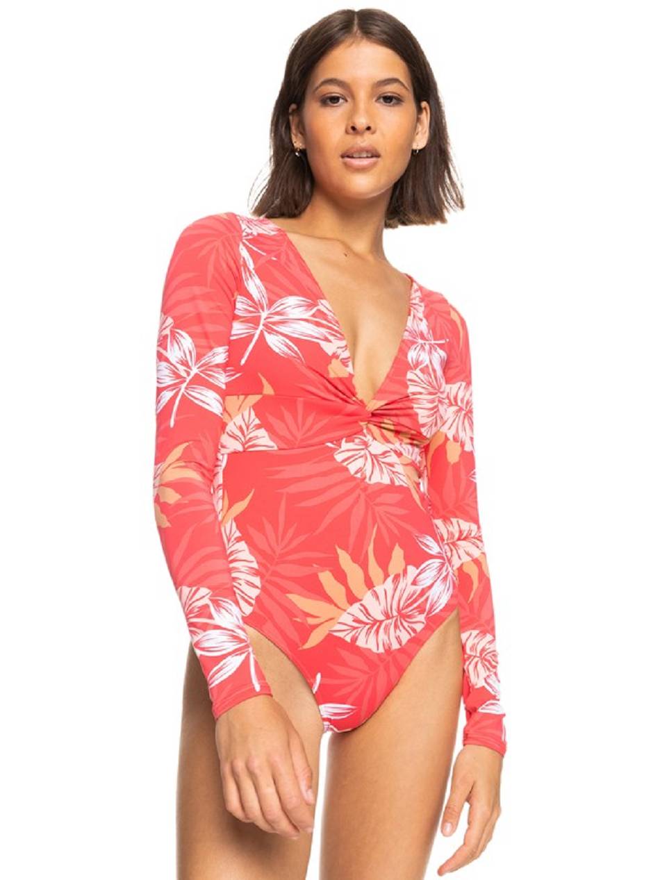 Roxy Twist Long Sleeve Women\'s One Pieces red flower | SG_LW9126