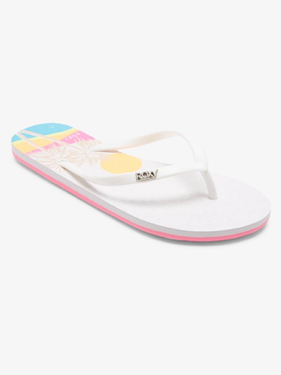 Roxy Viva Stamp Women\'s Flip Flops White / Pink | SG_LW2929