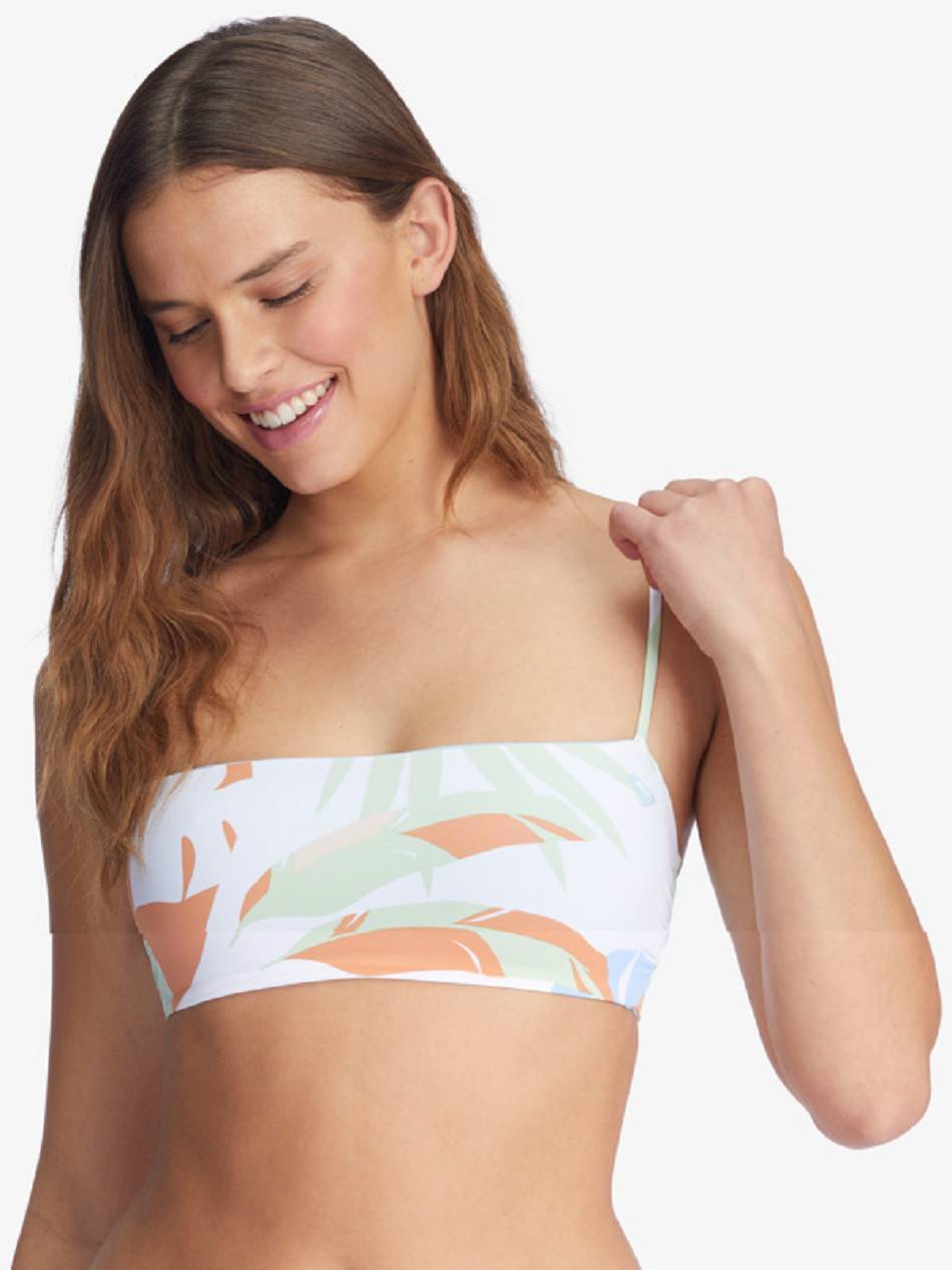 Roxy Wildflowers Reversible Bandeau Women\'s Bikini Tops White | SG_LW7012