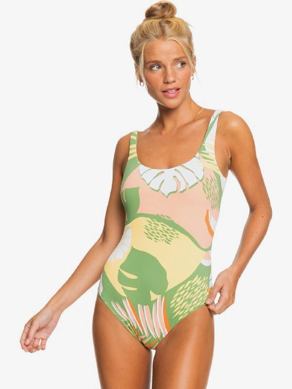 Roxy Wildflowers Reversible Women\'s One Pieces green flower | SG_LW2028