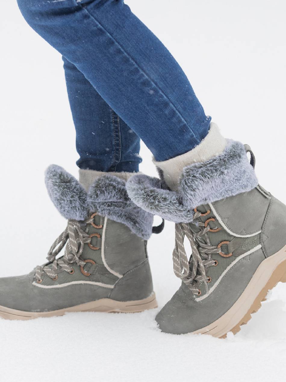 Roxy Yuma Lace-Up Women\'s Snow Boots Olive | SG_LW4453