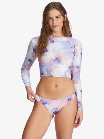 Roxy Active Cropped Women's Rashguards Blue White | SG_LW5124