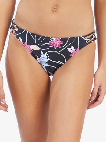 Roxy Active Full Women's Bikini Bottoms Dark Grey flower | SG_LW7763