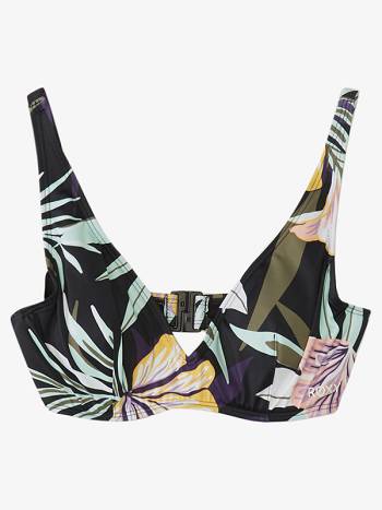 Roxy Active Underwired Women's Bikini Tops black flower | SG_LW3580