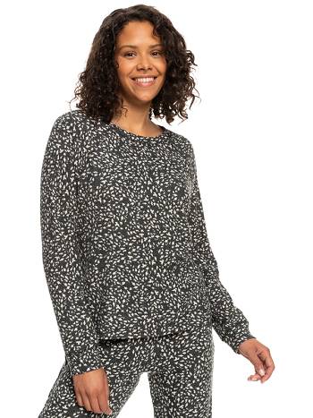 Roxy Anchors Away Printed Rib Top Women's Sweaters Dark Grey | SG_LW7627