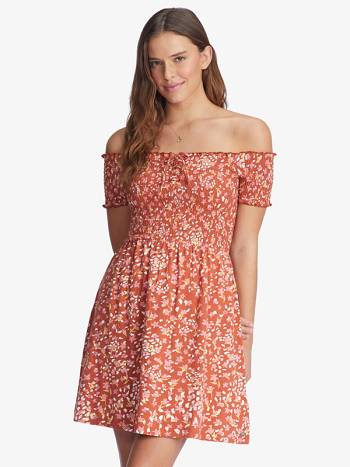 Roxy At The Same Time Off-The-Shoulder Women's Dress Red | SG_LW7991