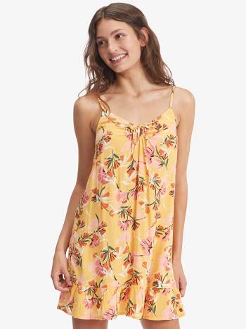 Roxy Be Right Back Strappy Women's Dress yellow | SG_LW3706