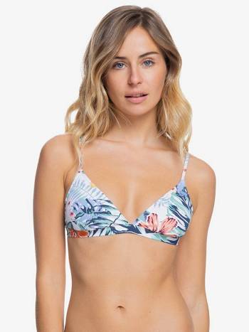 Roxy Beach Classics Fixed Triangle Women's Bikini Tops white flower | SG_LW1801