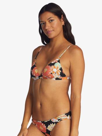 Roxy Beach Classics Fixed Triangle Women's Bikinis Dark Grey flower | SG_LW3917