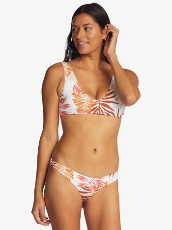 Roxy Beach Classics Mini Women's Bikini Bottoms white flower | SG_LW2459