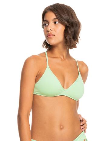 Roxy Beach Classics Solid Triangle Women's Bikini Tops green | SG_LW4948