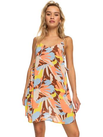 Roxy Beachy Vibes Printed Beach Women's Cover Ups brown flower | SG_LW3036