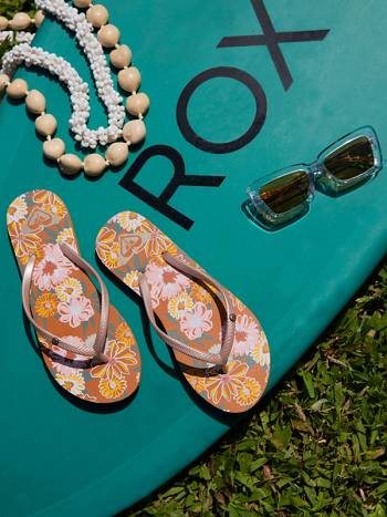 Roxy Bermuda Print Women's Flip Flops Orange / Gold | SG_LW1259