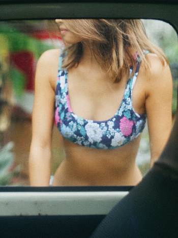 Roxy Blossom Babe Smocked Bralette Women's Bikini Tops Indigo | SG_LW9139