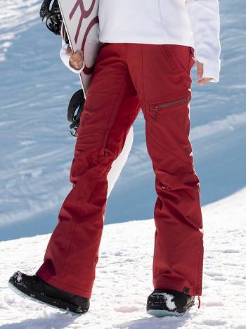 Roxy Cabin Slim Fit Women's Snow Pants Dark Red | SG_LW2122