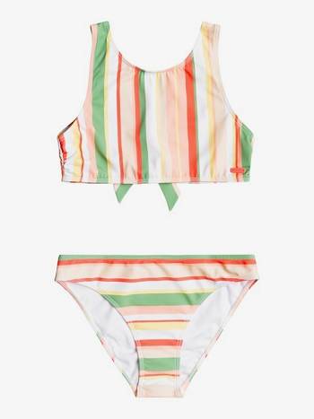 Roxy Colorful Party Recycled Kids' Swim Green Stripes | SG_LW2895