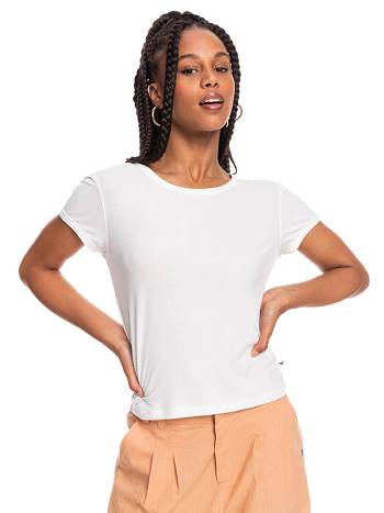 Roxy Frozen Night Ribbed Women's T-Shirt White | SG_LW6501