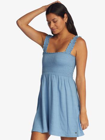 Roxy Hanging 10 Knit Off-The-Shoulder Women's Dress Blue | SG_LW9708