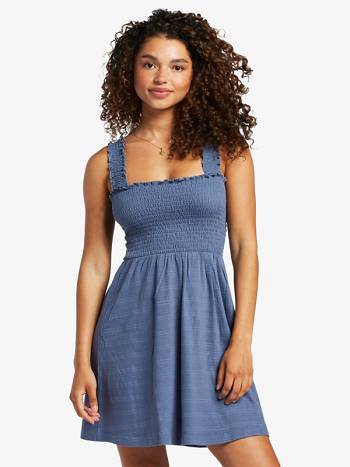 Roxy Hanging 10 Off The Shoulder Mini Women's Dress Blue | SG_LW8348