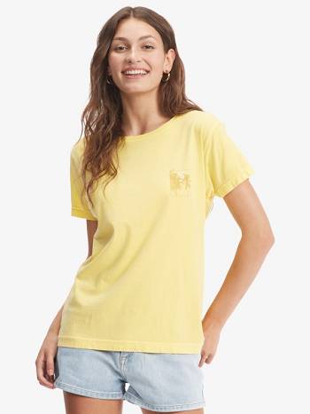 Roxy Hawaiian Palms Boyfriend Women's T-Shirt yellow | SG_LW6296