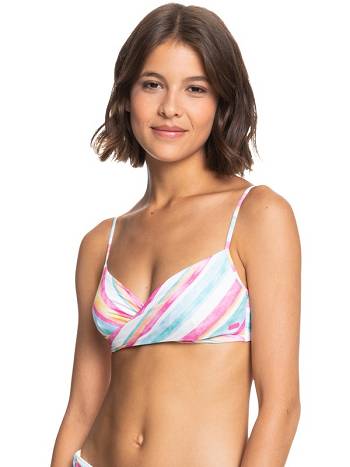 Roxy Island In The Sun Wrap Bralette Women's Bikini Tops White Orange | SG_LW3383