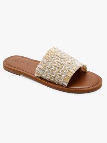 Roxy Kaia Slim Slide Women's Sandals Brown / White | SG_LW5068