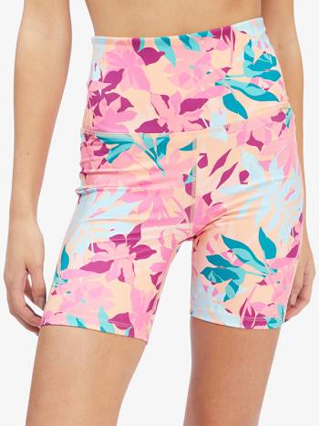 Roxy Kaileo High Waisted Biker Women's Shorts pink flower | SG_LW9628