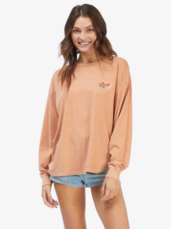 Roxy Lay Z Oversized Graphic Women's T-Shirt Beige | SG_LW1629