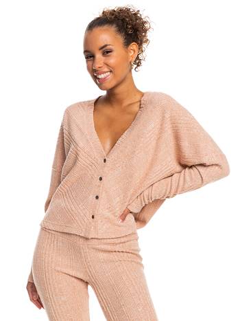 Roxy Lazy Day Button Down Women's Sweaters Brown | SG_LW7322