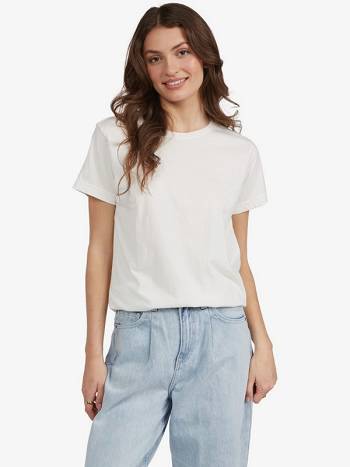 Roxy Log Morning Boyfriend Women's T-Shirt White | SG_LW2596