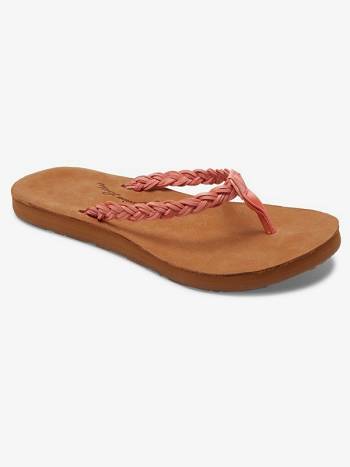 Roxy Lorraine Braid Women's Flip Flops Coral | SG_LW1074