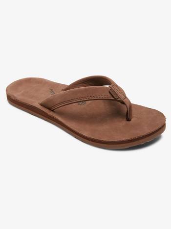 Roxy Lorraine Leather Women's Flip Flops Chocolate | SG_LW2632