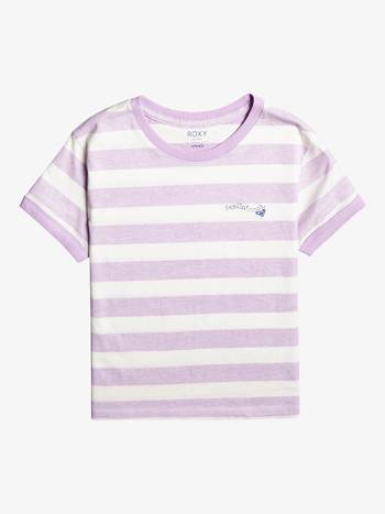 Roxy Love Is On The Way Lavender Ringer Kids' T-Shirt purple stripes | SG_LW9284