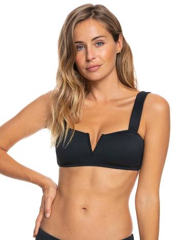 Roxy Love The Coco V Bralette Women's Bikini Tops Dark Grey | SG_LW5225