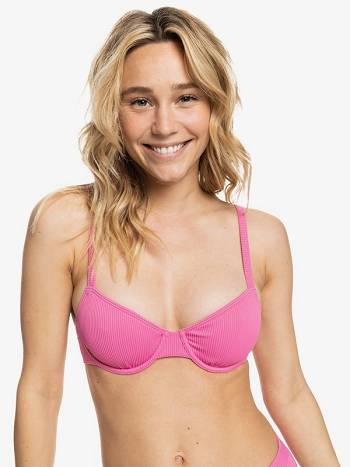 Roxy Love The Muse Ribbed Underwire Women's Bikini Tops pink | SG_LW7744