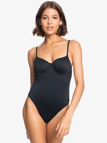 Roxy Love The Muse Ribbed Women's One Pieces Dark Grey | SG_LW5344